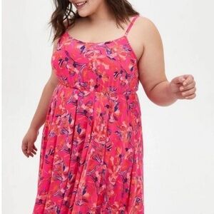 New Torrid 0/12 Pink Floral Dress
